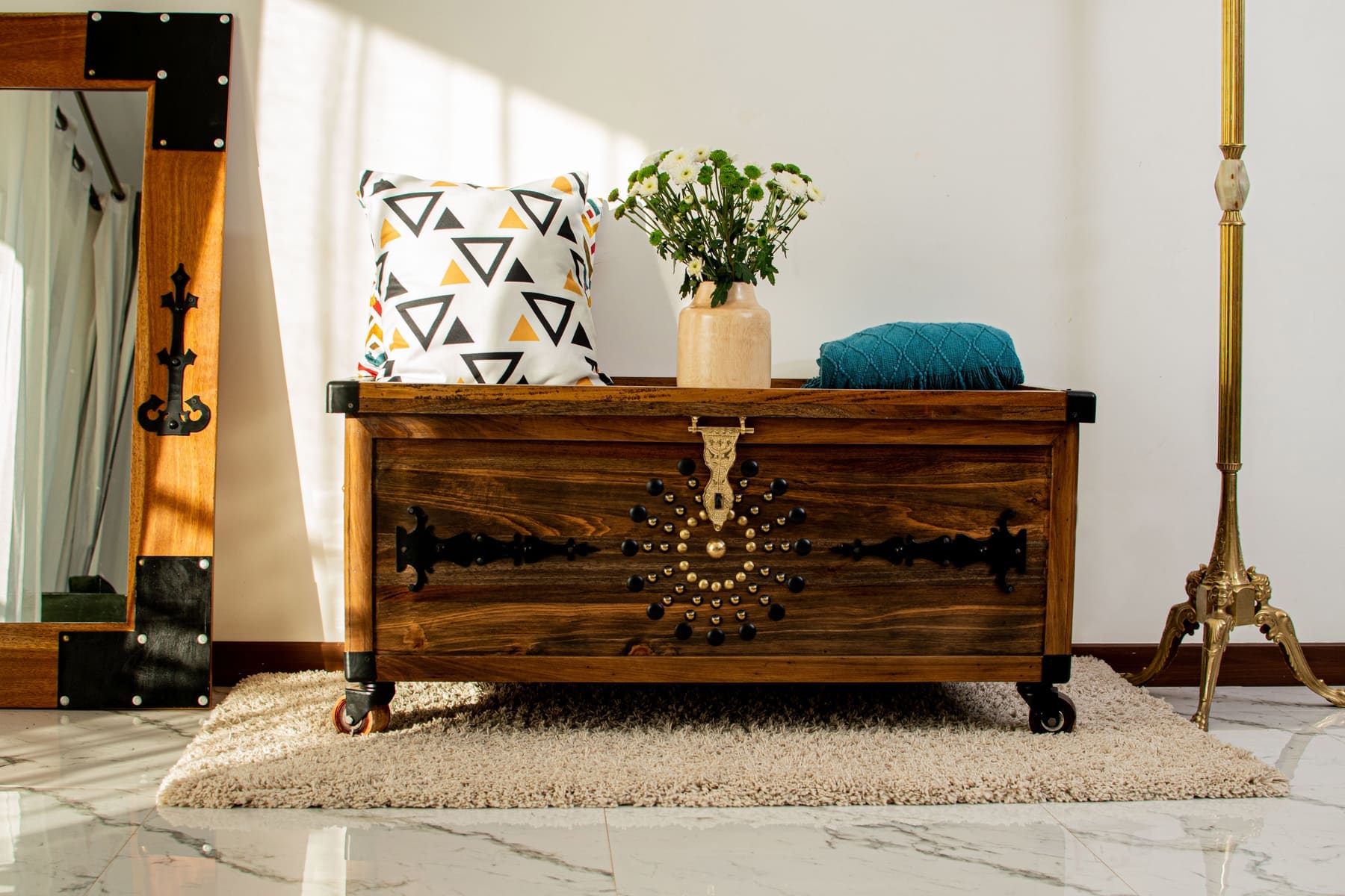 A reclaimed-timber trunk being hand-finished